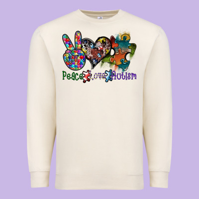 Peace Love Autism Premium Sweatshirt Designed By Sublimationcraftshop