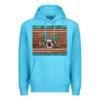 Ocean Blue show mom aztec cowhide leopard heifer Premium Hoodie - Artiststas