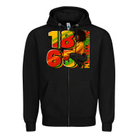 Black 1865 Juneteenth afro woman Zipper Hoodie - RanaPortraitStore