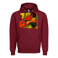 Burgundy 1865 Juneteenth afro woman Zipper Hoodie - RanaPortraitStore