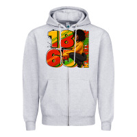 Heather Grey 1865 Juneteenth afro woman Zipper Hoodie - RanaPortraitStore