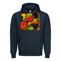 Navy 1865 Juneteenth afro woman Zipper Hoodie - RanaPortraitStore