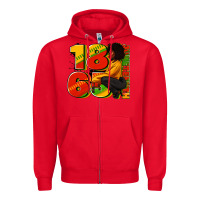 Red 1865 Juneteenth afro woman Zipper Hoodie - RanaPortraitStore