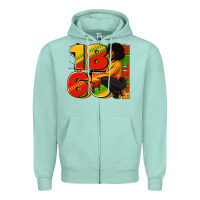 Seafoam 1865 Juneteenth afro woman Zipper Hoodie - RanaPortraitStore