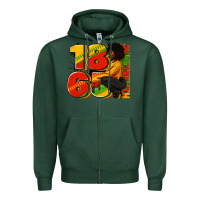 Sports Green 1865 Juneteenth afro woman Zipper Hoodie - RanaPortraitStore