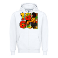 White 1865 Juneteenth afro woman Zipper Hoodie - RanaPortraitStore