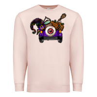 Pale Pink Halloween Truck Premium Sweatshirt - CowhideDigitalArt