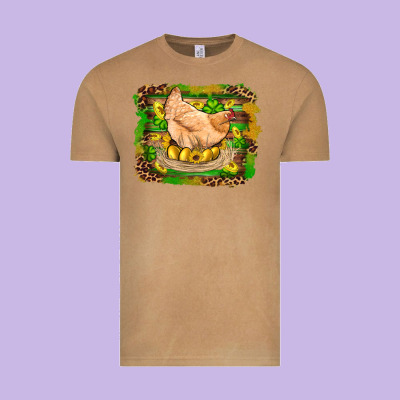 St Patricks Day Farm Chicken Gold Eggs Leopard Serape Glitter Vintage Tee Designed By Artiststas