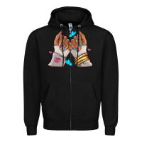 Black Afro woman nail art Zipper Hoodie - RanaPortraitStore