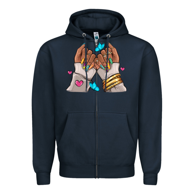 Afro Woman Nail Art Zipper Hoodie by RanaPortraitStore | Teevron