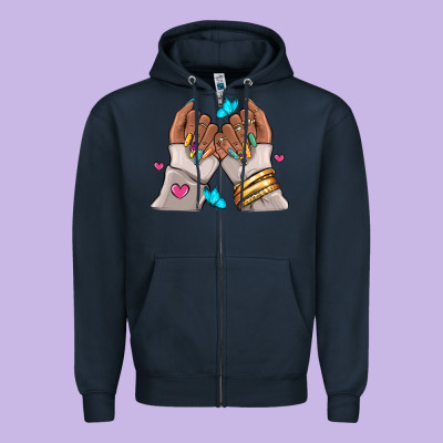 Zipper Hoodie Afro woman nail art