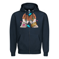 Navy Afro woman nail art Zipper Hoodie - RanaPortraitStore