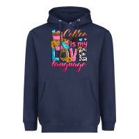 Navy coffee is my love language Heavyweight Hoodie - Zillion Design Studio
