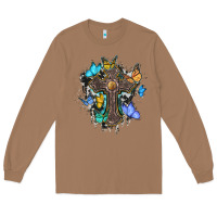 Toasted Coconut cross with butterflies cowhide background Long Sleeve Tee - BarkalooDesign