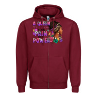 Burgundy A queen will always turn pain into power Zipper Hoodie - RanaPortraitStore