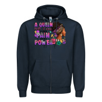 Navy A queen will always turn pain into power Zipper Hoodie - RanaPortraitStore