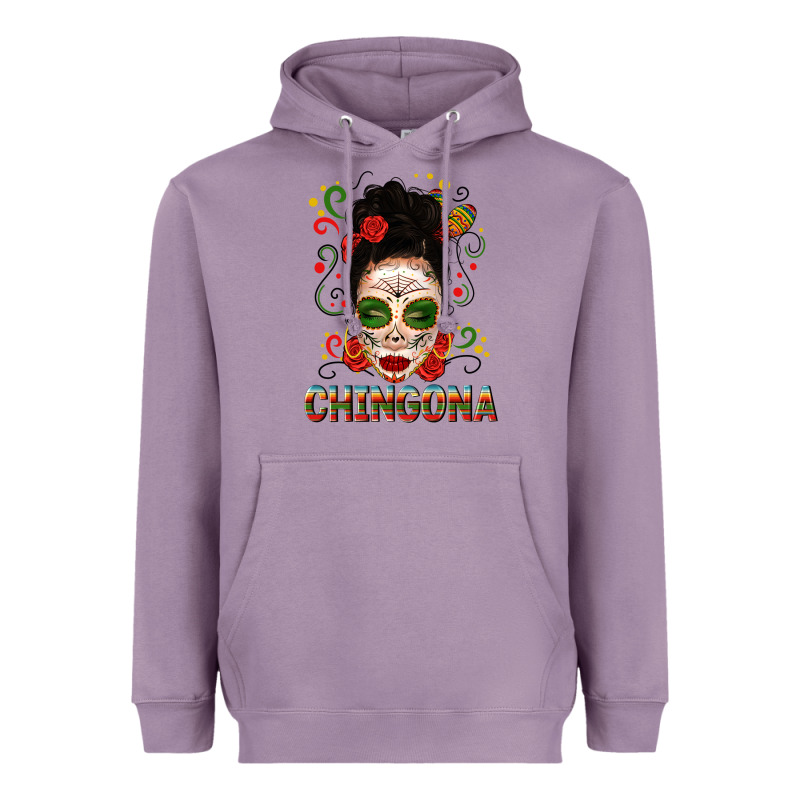 Mexicana Skull Girl Messy Bun Heavyweight Hoodie by texasbilliewilder | Teevron