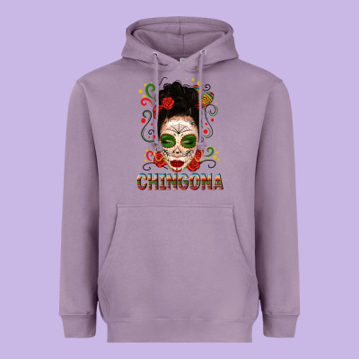 Mexicana Skull Girl Messy Bun Heavyweight Hoodie Designed By Texasbilliewilder