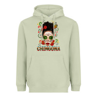 Matcha Mexicana Skull Girl Messy Bun Heavyweight Hoodie - texasbilliewilder