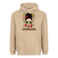 Mushroom Mexicana Skull Girl Messy Bun Heavyweight Hoodie - texasbilliewilder
