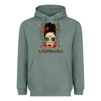 Sage Mexicana Skull Girl Messy Bun Heavyweight Hoodie - texasbilliewilder