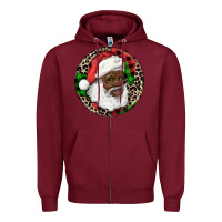 Burgundy Afro Santa Christmas Zipper Hoodie - RanaPortraitStore