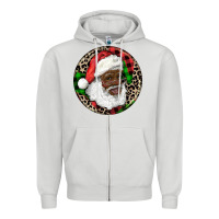 Dove Grey Afro Santa Christmas Zipper Hoodie - RanaPortraitStore