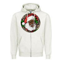 Oatmeal Heather Afro Santa Christmas Zipper Hoodie - RanaPortraitStore