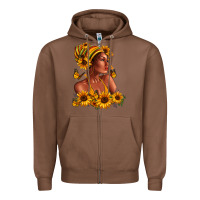 Chestnut Afro American woman sunflowers Zipper Hoodie - RanaPortraitStore
