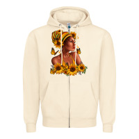 Sandshell Afro American woman sunflowers Zipper Hoodie - RanaPortraitStore