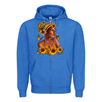 True Royal Afro American woman sunflowers Zipper Hoodie - RanaPortraitStore