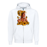 White Afro American woman sunflowers Zipper Hoodie - RanaPortraitStore