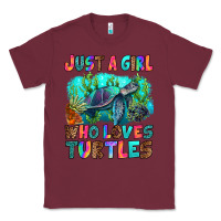 Burgundy just a girl who loves turtles Classic Tee - RanaPortraitStore