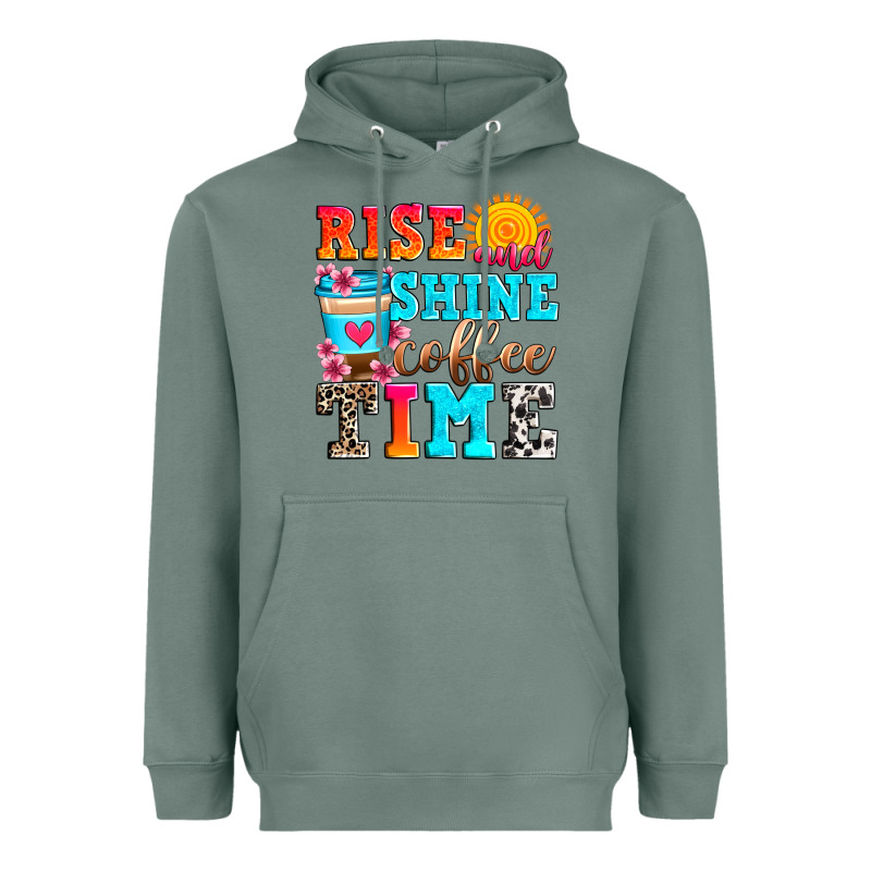 Rise And Shine Coffee Time Heavyweight Hoodie by Zillion Design Studio | Teevron