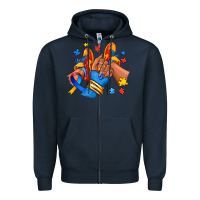 Navy Autism afro girl sneakers Zipper Hoodie - RanaPortraitStore