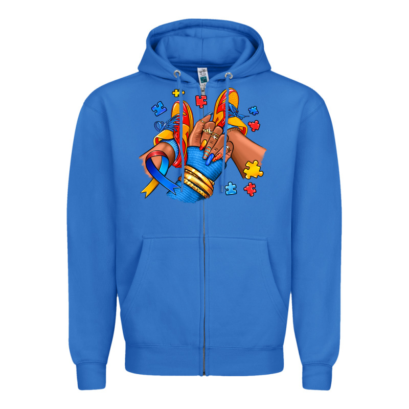 Autism Afro Girl Sneakers Zipper Hoodie by RanaPortraitStore | Teevron