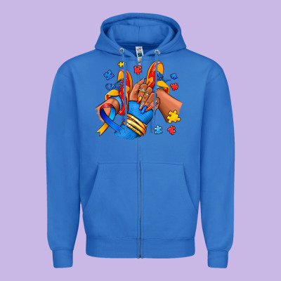 Zipper Hoodie Autism afro girl sneakers