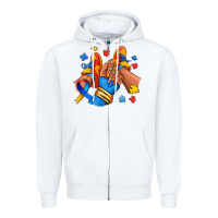 White Autism afro girl sneakers Zipper Hoodie - RanaPortraitStore