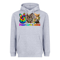Heather Grey peace love  coffee Heavyweight Hoodie - Zillion Design Studio