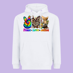 Peace Love  Coffee Heavyweight Hoodie Designed By Zillion Design Studio