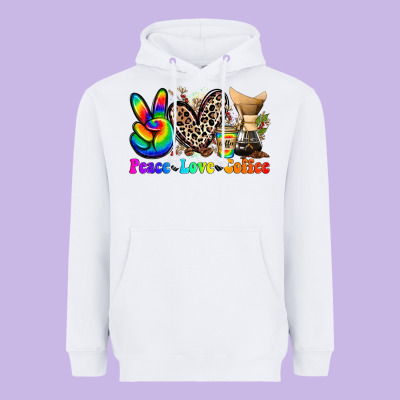 Peace Love  Coffee Heavyweight Hoodie Designed By Zillion Design Studio