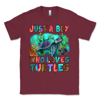 Burgundy just a boy who loves turtles Classic Tee - RanaPortraitStore