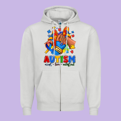 Zipper Hoodie Autism accept love understand afro girl sneakers