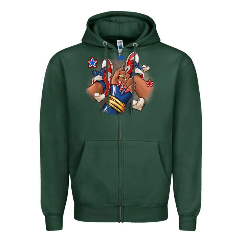 Baseball Afro Girl Sneakers Zipper Hoodie by RanaPortraitStore | Teevron