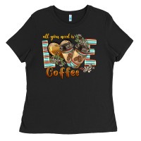 Black all you need is love coffee Ladies Tee - BarkalooDesign