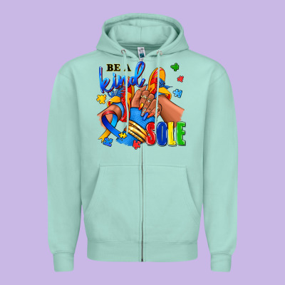 Zipper Hoodie Be a kind sole Autism afro girl sneakers