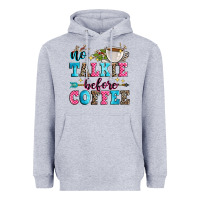 Heather Grey no talkie before coffee Heavyweight Hoodie - Zillion Design Studio