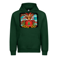 Forest Green hot coco christmas highland cow with background Urban Hoodie - Jasminsmagicworld