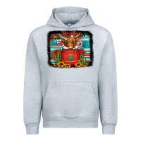 Heather Grey hot coco christmas highland cow with background Urban Hoodie - Jasminsmagicworld