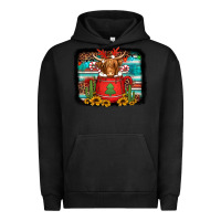 Pigment Black hot coco christmas highland cow with background Urban Hoodie - Jasminsmagicworld